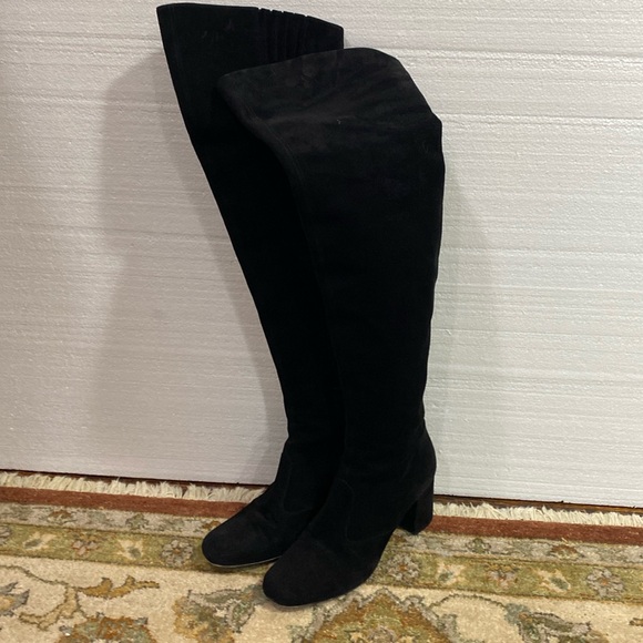 Saint Laurent suede over knee black boots 38.5 - Picture 1 of 5